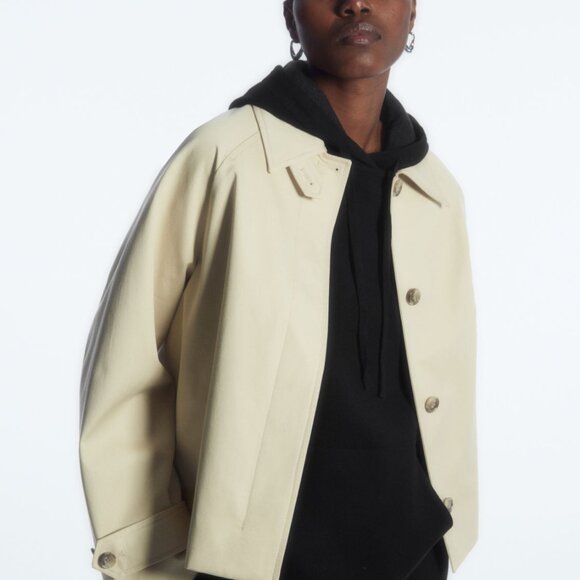 COS Short Twill Trench Coat - Picture 1 of 4